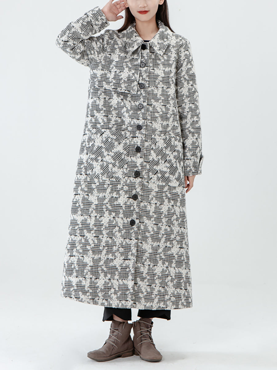 PLUS Größe - Jacquard-Wintermantel mit Taschen für Damen