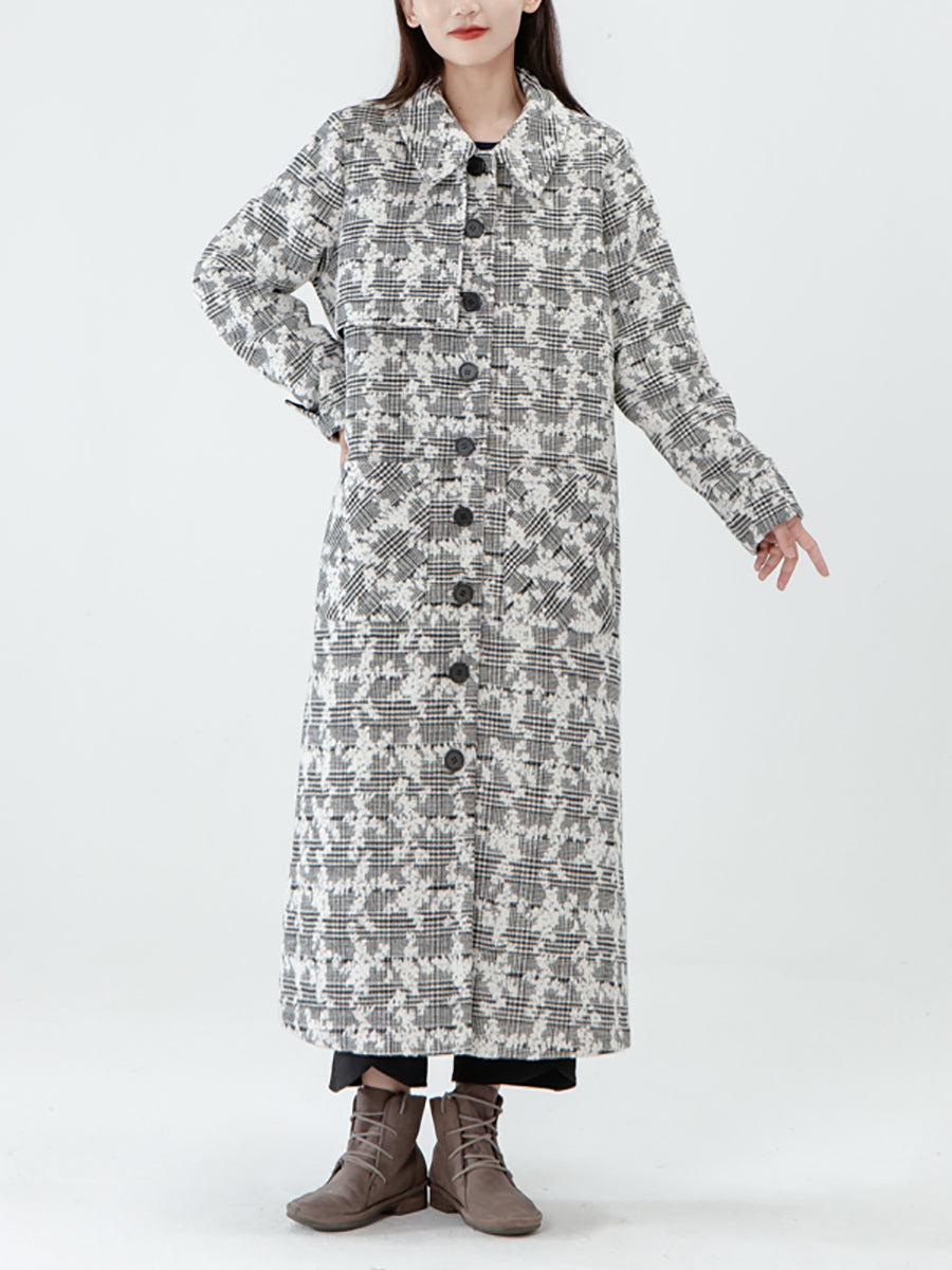 PLUS Größe - Jacquard-Wintermantel mit Taschen für Damen