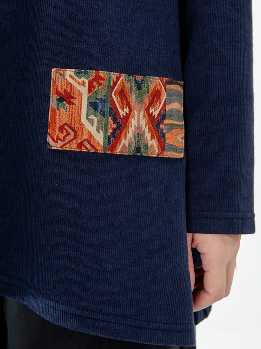 Große Größen - Langarm-T-Shirt mit Patchwork-Muster für Damen