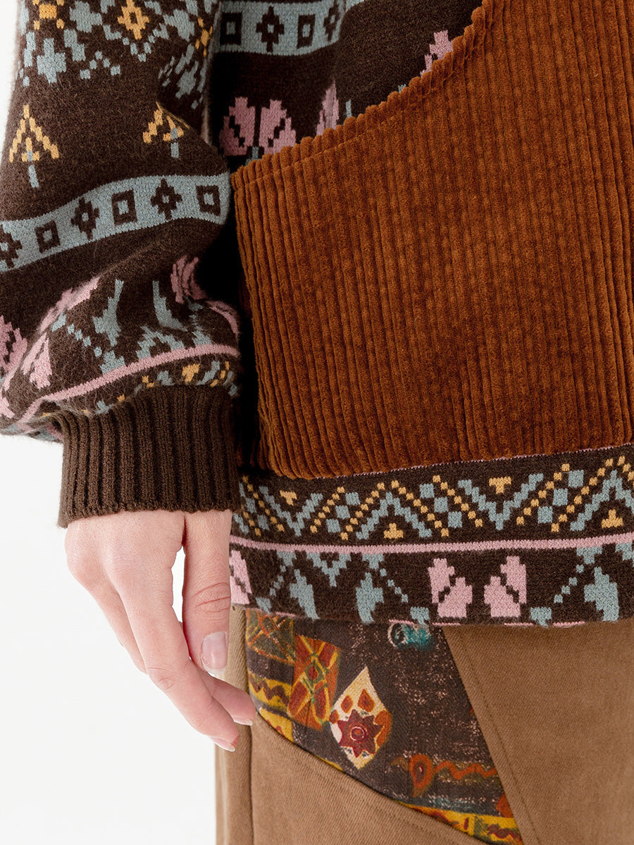 PLUS Größe - Gestrickter Vintage-Pullover mit geometrischen Taschen