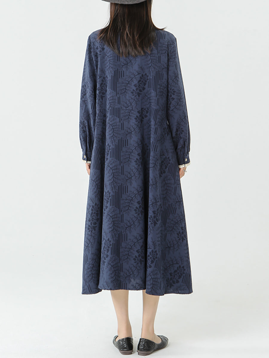 PLUS Größe - Patchwork Langarm Maxikleid für Damen