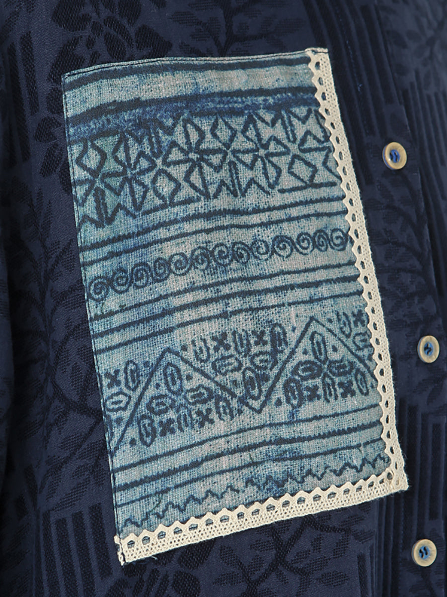 PLUS Größe - Patchwork Langarm Maxikleid für Damen