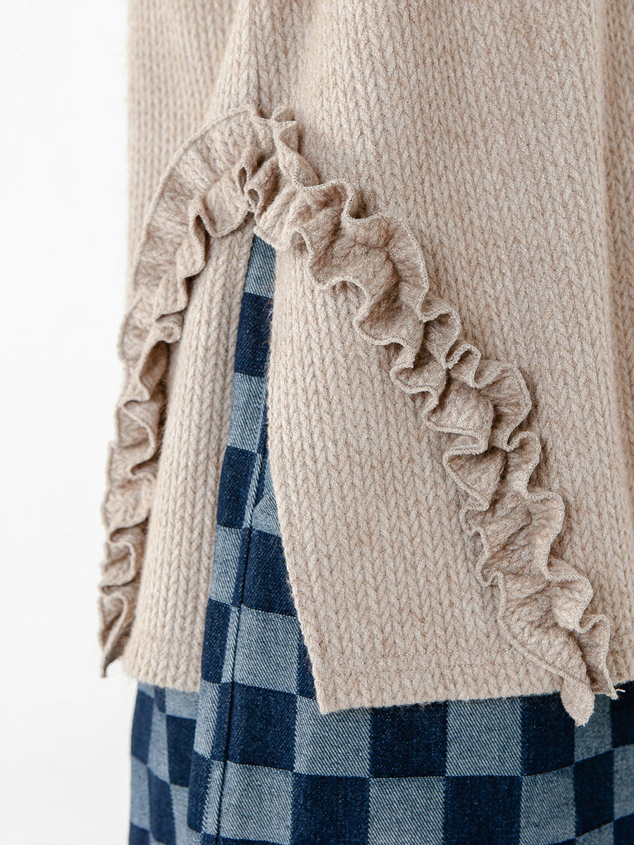 PLUS Größe - Einfarbiger Strickpullover mit langen Ärmeln für Damen