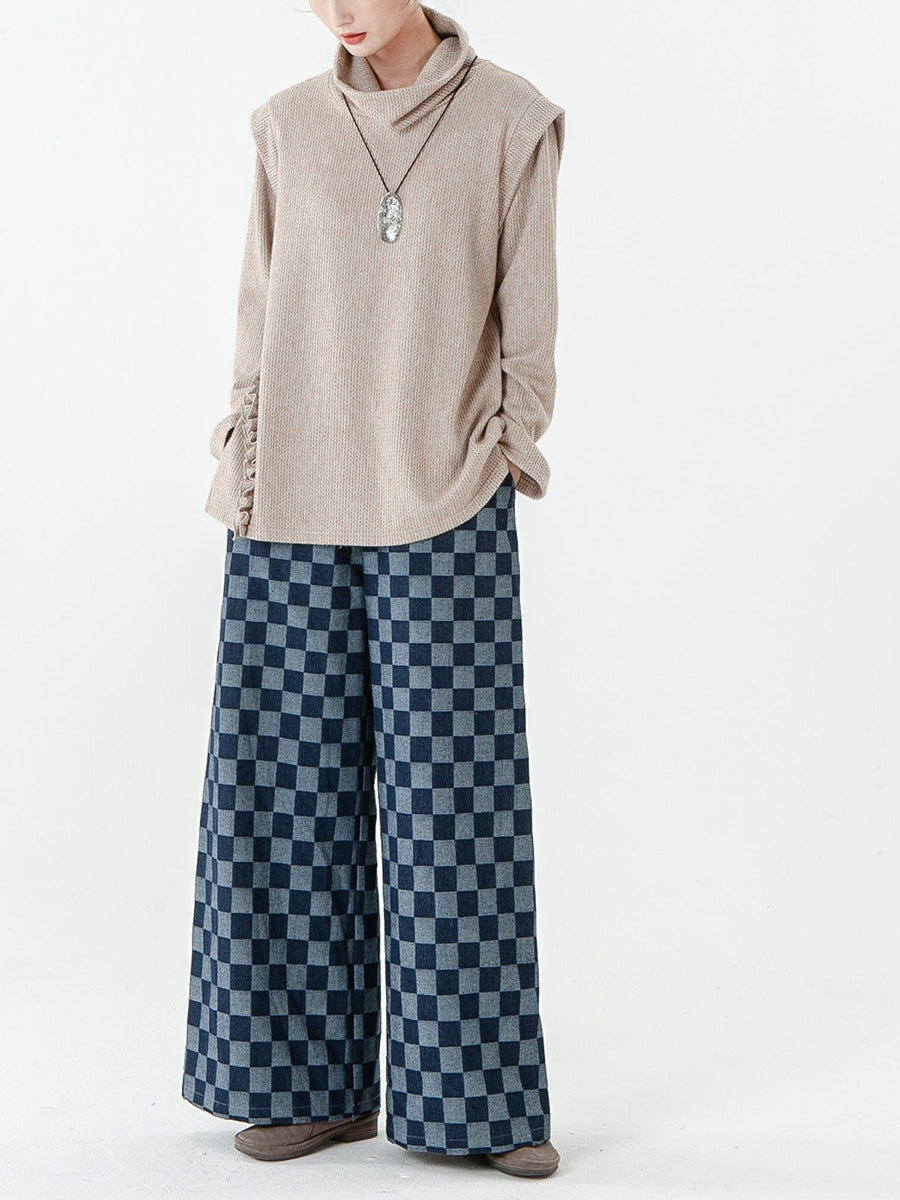 PLUS Größe - Einfarbiger Strickpullover mit langen Ärmeln für Damen