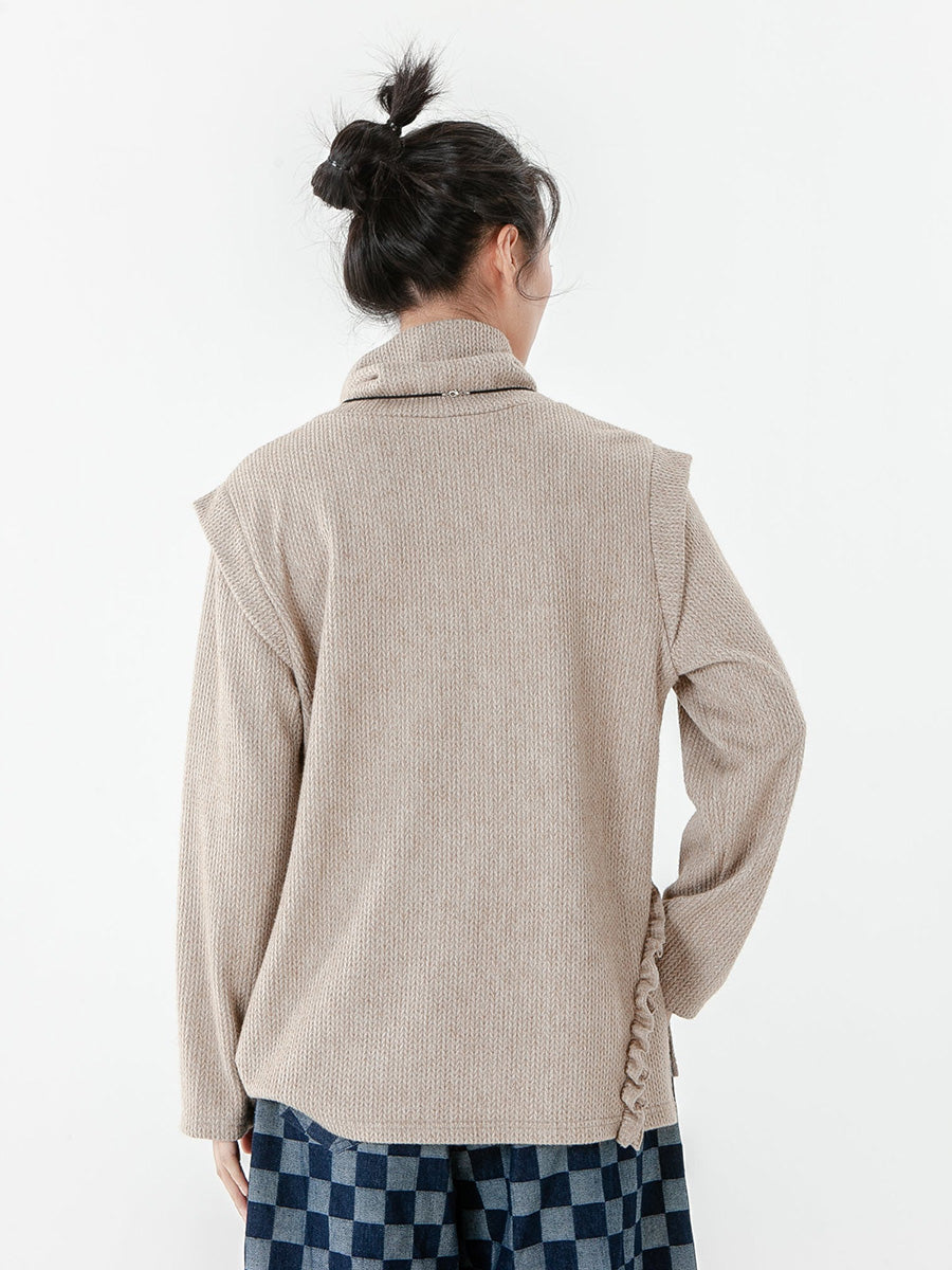 PLUS Größe - Einfarbiger Strickpullover mit langen Ärmeln für Damen