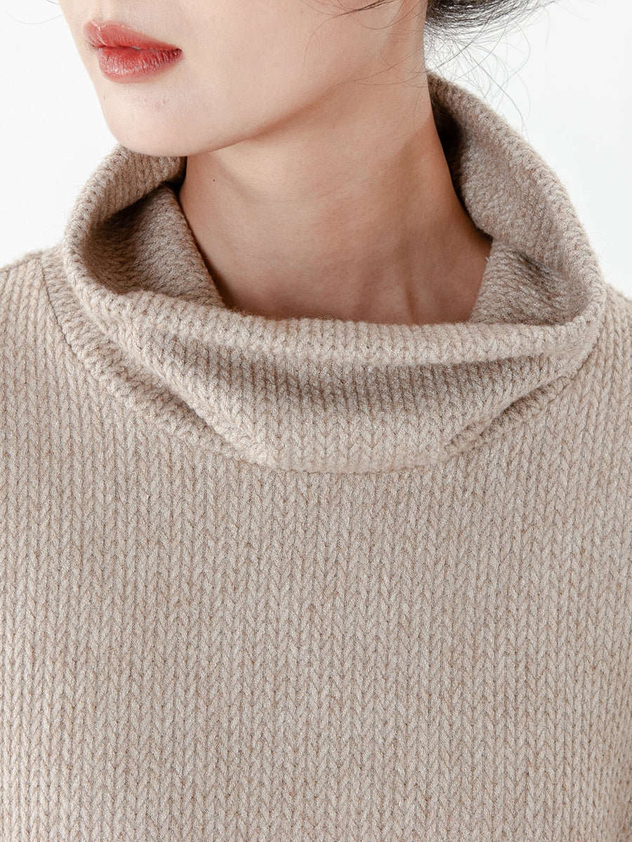 PLUS Größe - Einfarbiger Strickpullover mit langen Ärmeln für Damen