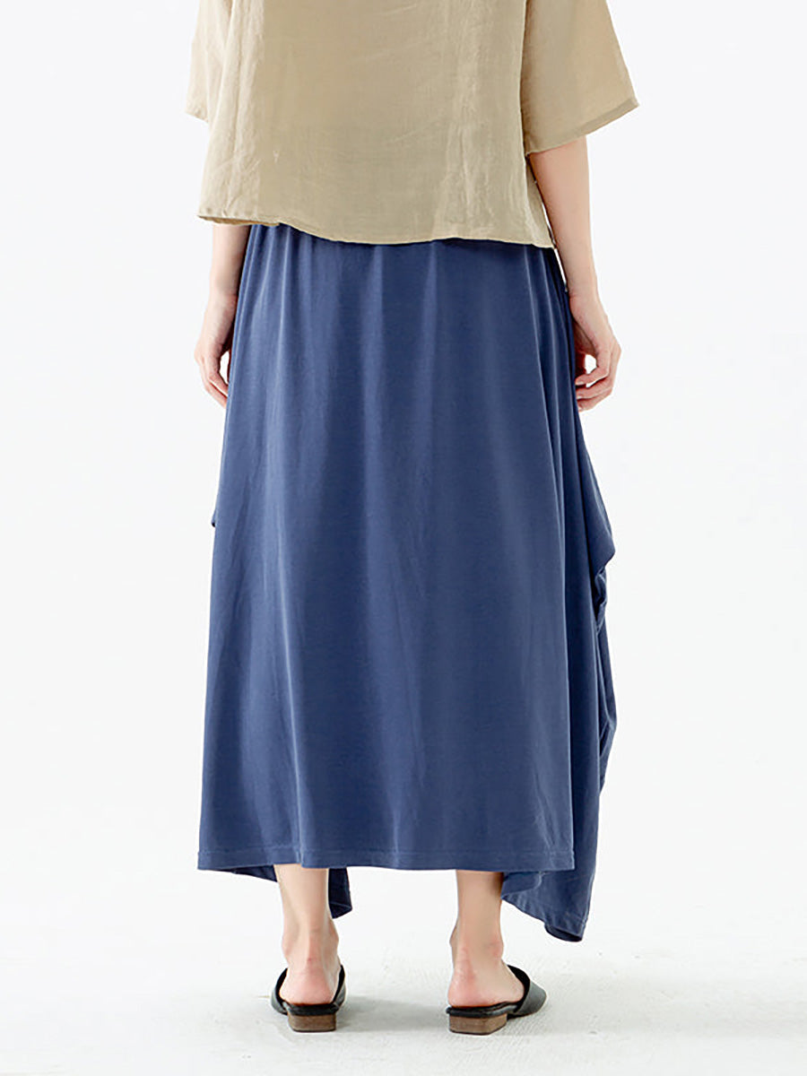 Grande taille - Jupe taille élastique à poches de couleur unie pour femmes