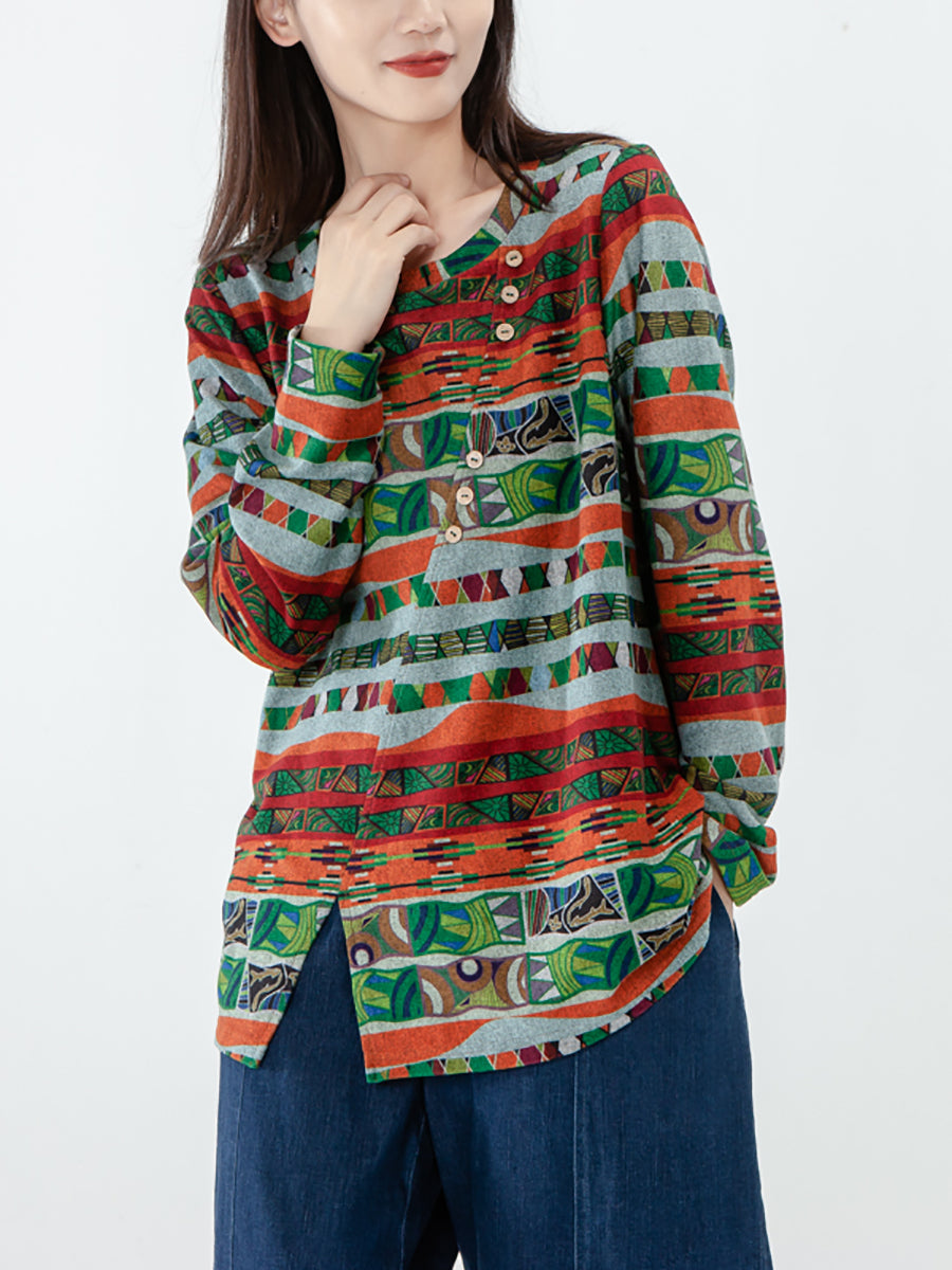 Übergröße – Langärmliges Sweatshirt mit geteiltem Saum und Knopfleiste für Damen