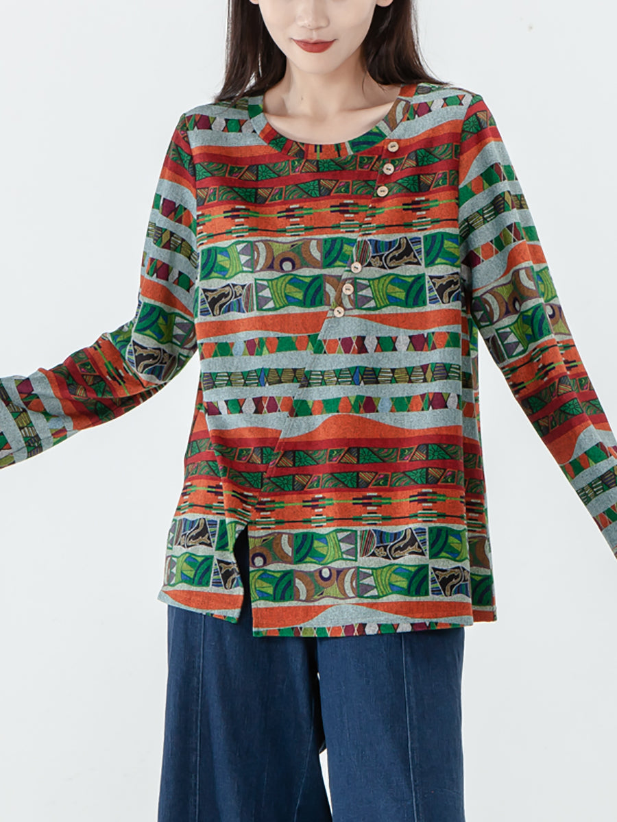 Übergröße – Langärmliges Sweatshirt mit geteiltem Saum und Knopfleiste für Damen