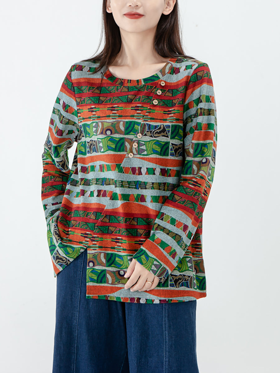Übergröße – Langärmliges Sweatshirt mit geteiltem Saum und Knopfleiste für Damen