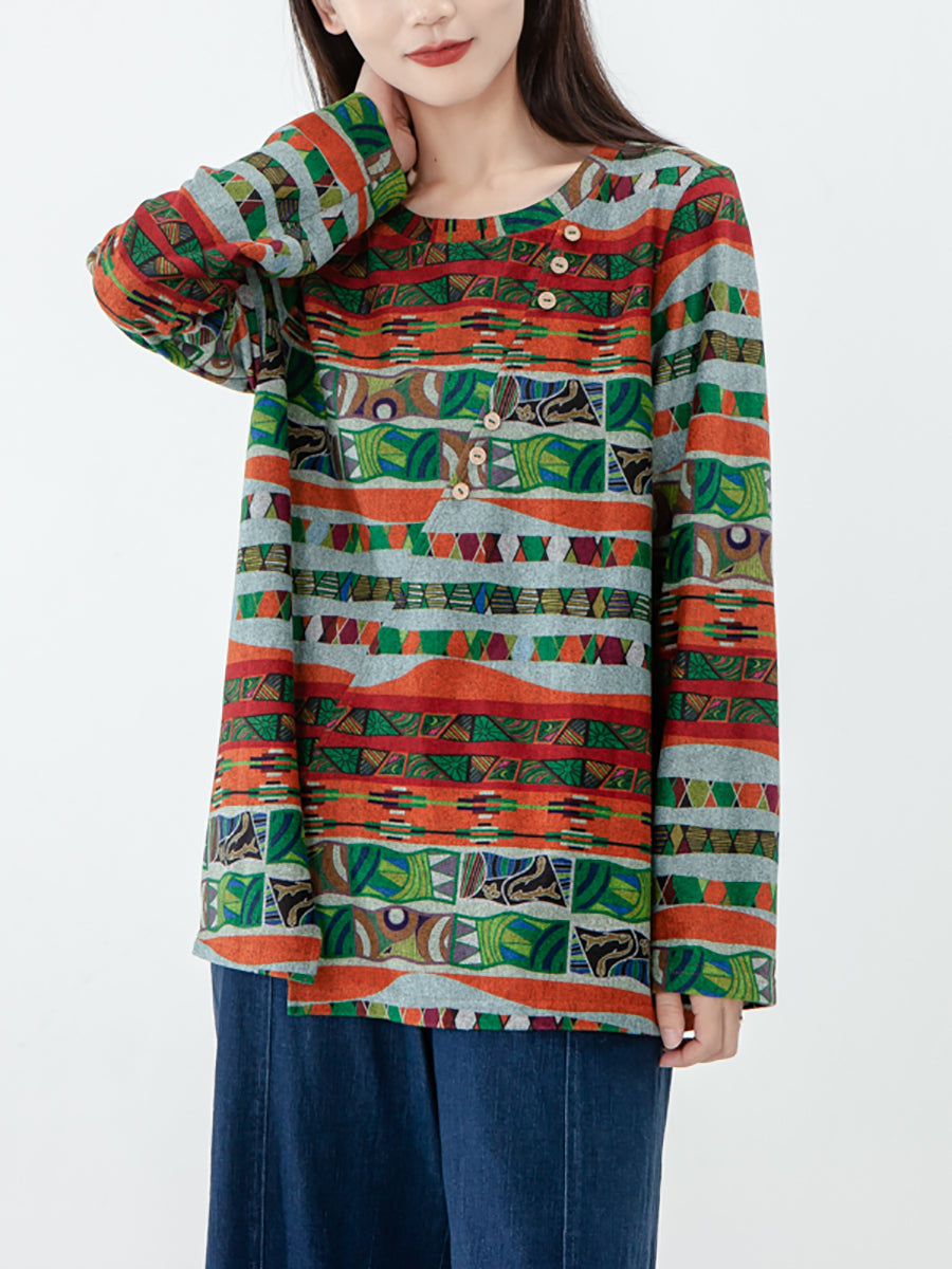 Übergröße – Langärmliges Sweatshirt mit geteiltem Saum und Knopfleiste für Damen