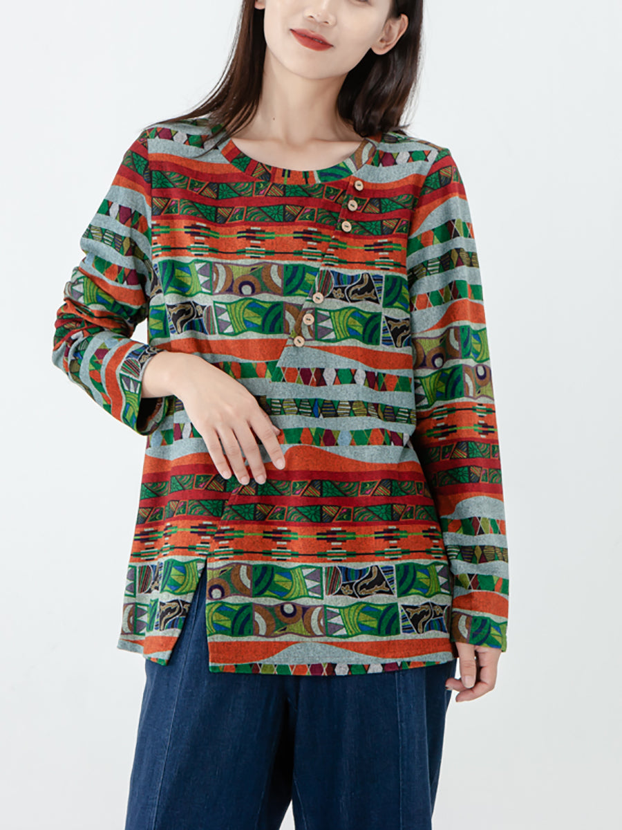 Übergröße – Langärmliges Sweatshirt mit geteiltem Saum und Knopfleiste für Damen