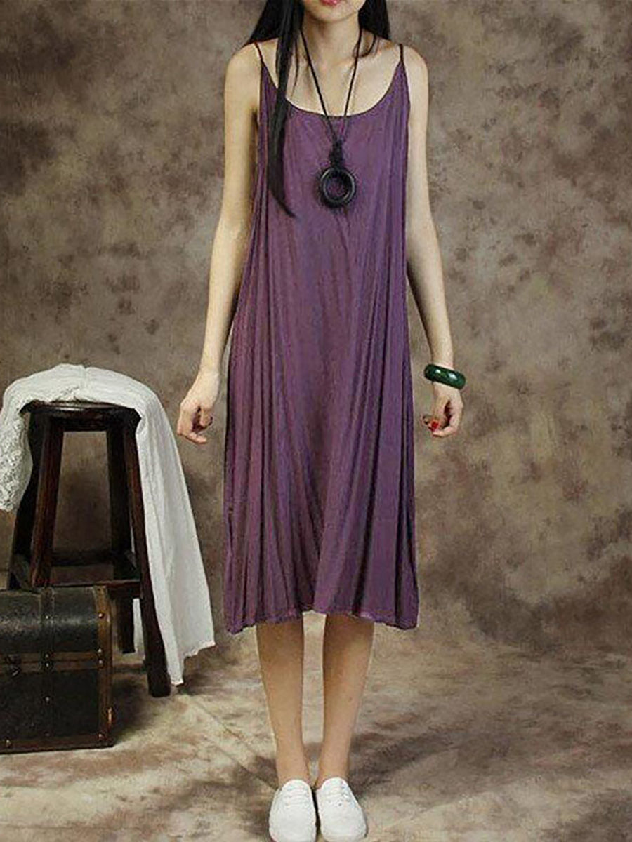 Einfarbiges Trägerkleid aus Baumwolle für Damen in Übergröße