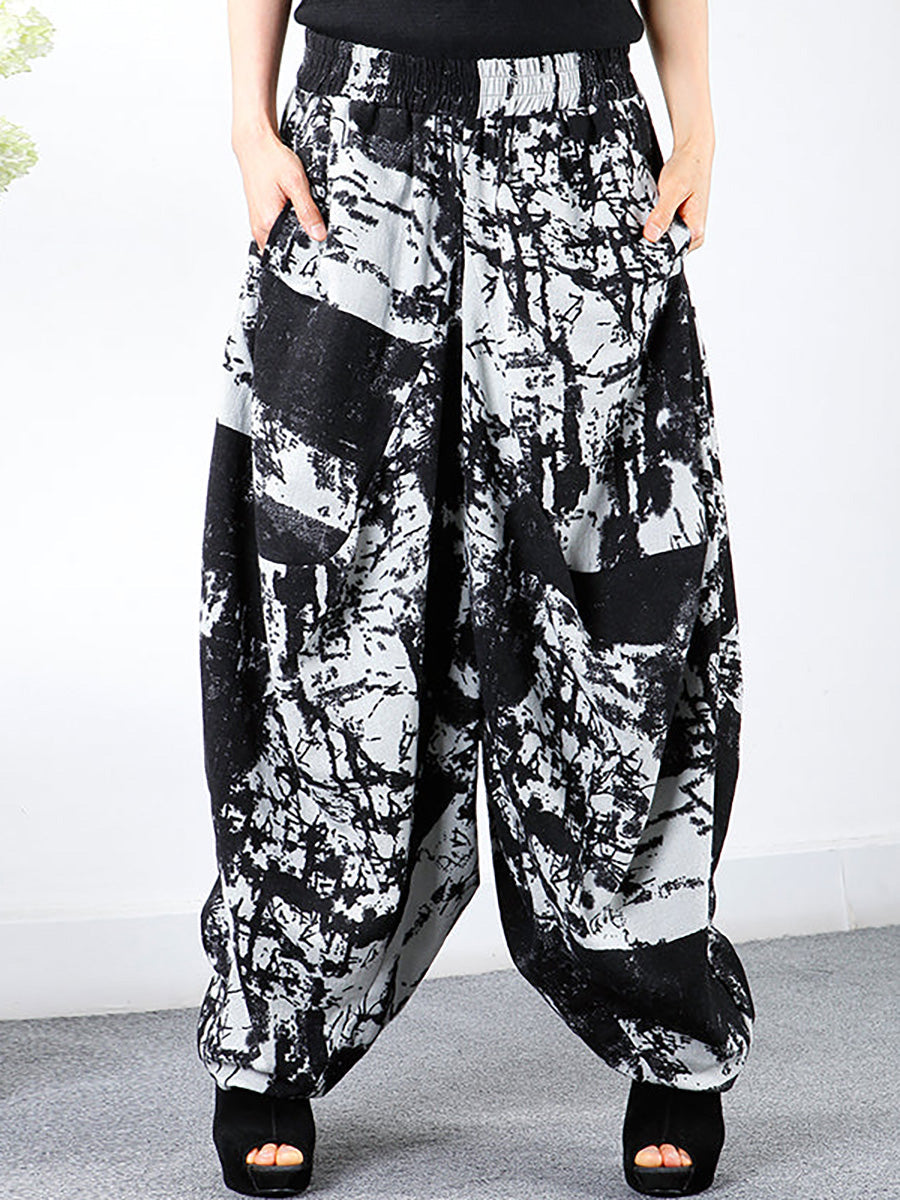 Bequeme Pumphose mit Retro-Print in Übergröße