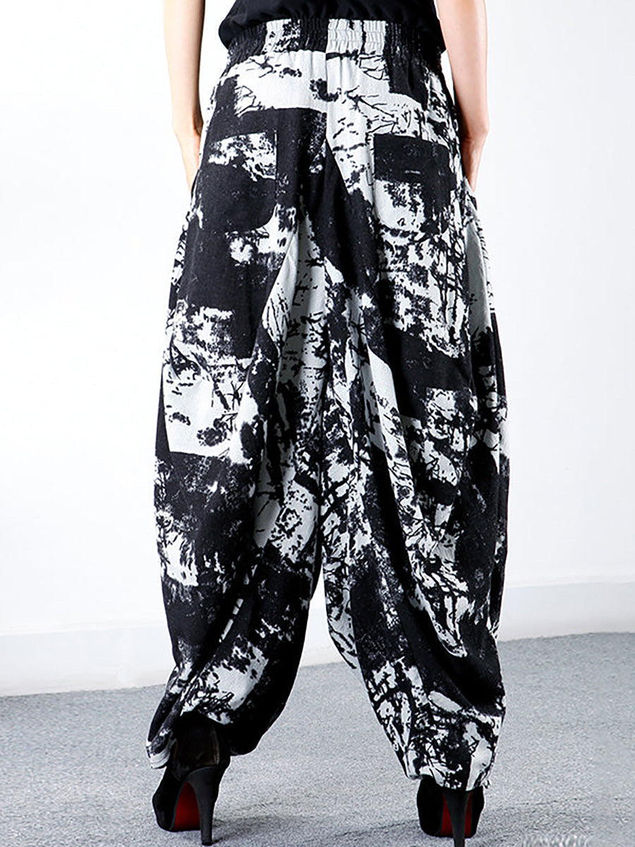 Bequeme Pumphose mit Retro-Print in Übergröße