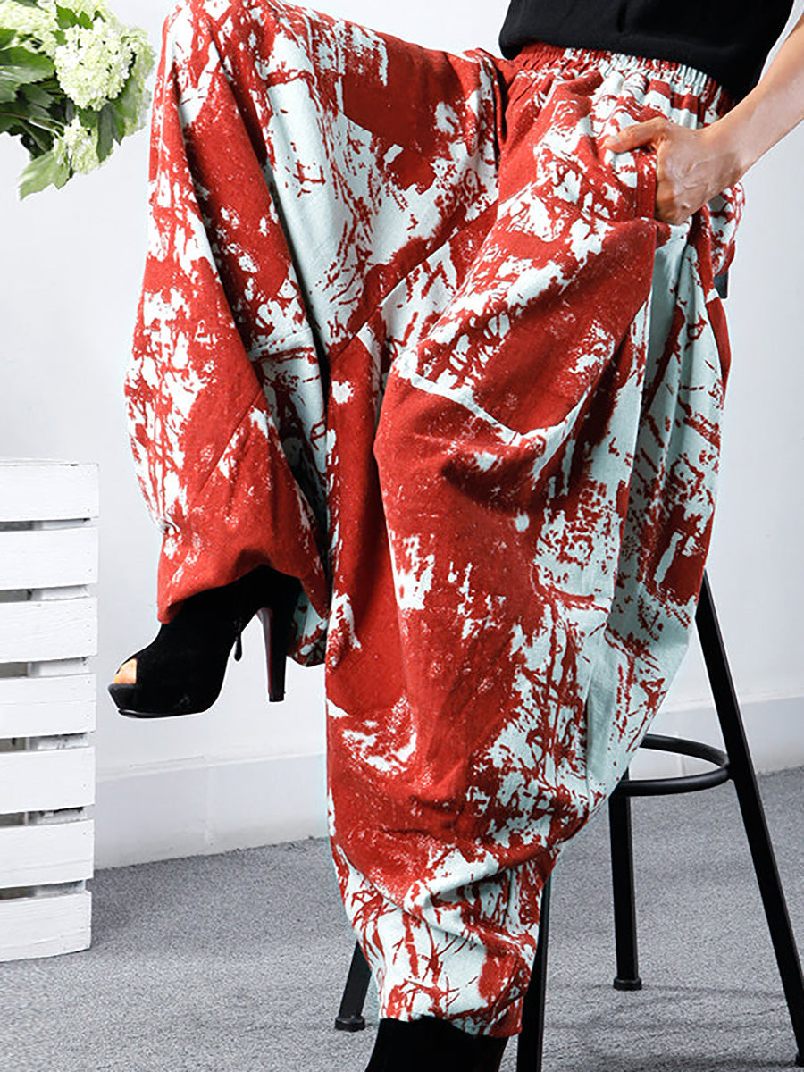 Bequeme Pumphose mit Retro-Print in Übergröße