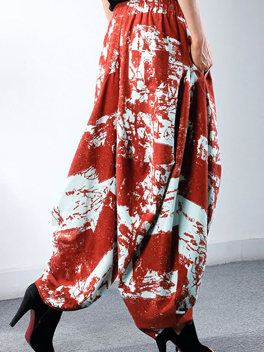 Bequeme Pumphose mit Retro-Print in Übergröße
