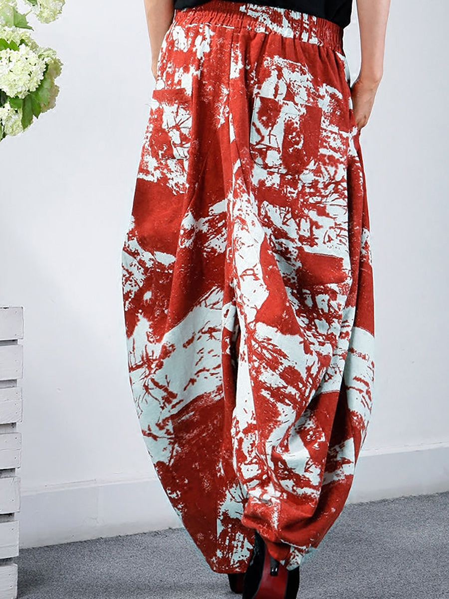 Bequeme Pumphose mit Retro-Print in Übergröße
