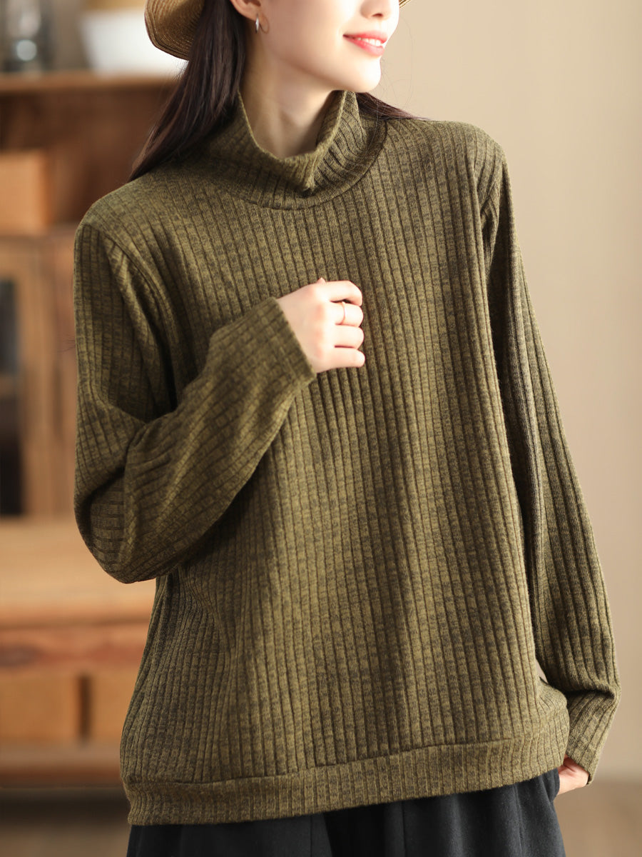 Übergröße Damen Vintage Solides Wollsweatshirt