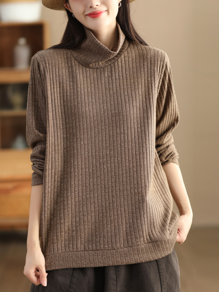 Übergröße Damen Vintage Solides Wollsweatshirt