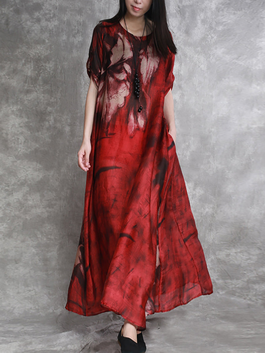 Lockeres Maxikleid für den Sommer in Übergröße mit Blumenmuster für Damen
