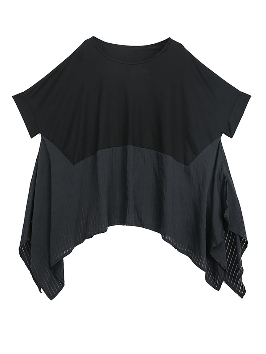 Große Größen - Lässiges, unregelmäßiges Sommer-Patchwork-T-Shirt