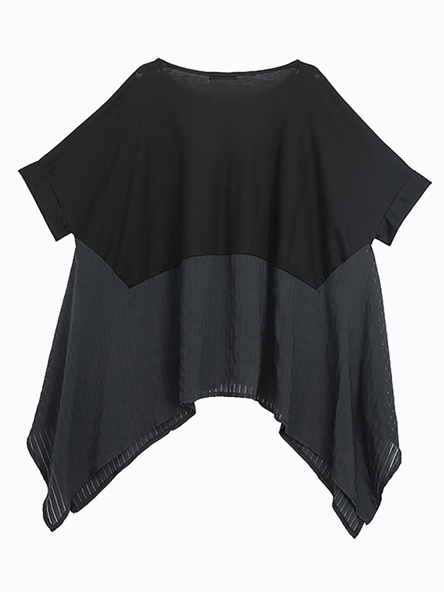 Große Größen - Lässiges, unregelmäßiges Sommer-Patchwork-T-Shirt