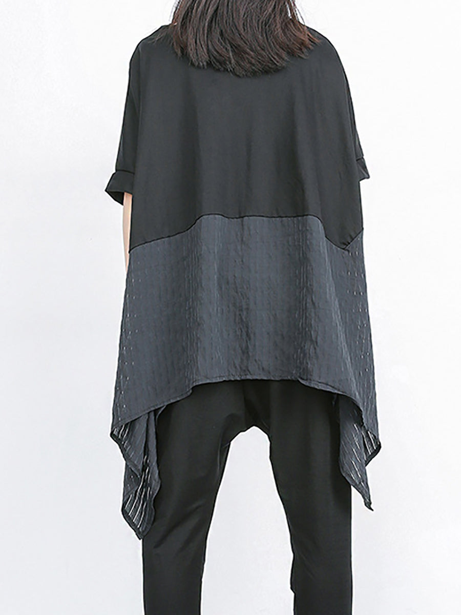 Große Größen - Lässiges, unregelmäßiges Sommer-Patchwork-T-Shirt