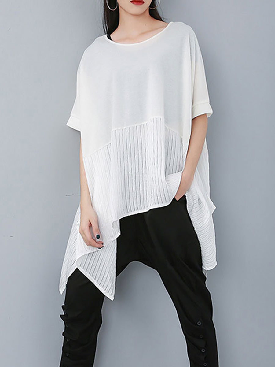 Große Größen - Lässiges, unregelmäßiges Sommer-Patchwork-T-Shirt