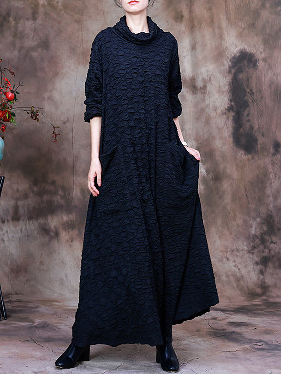 Plus Size Maxikleid mit Taschen und langen Ärmeln für Damen
