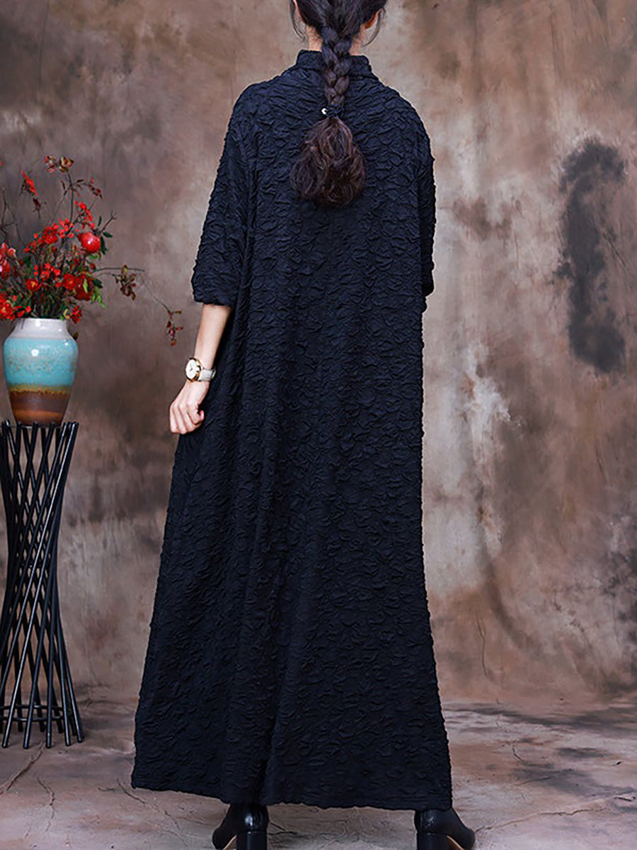 Plus Size Maxikleid mit Taschen und langen Ärmeln für Damen