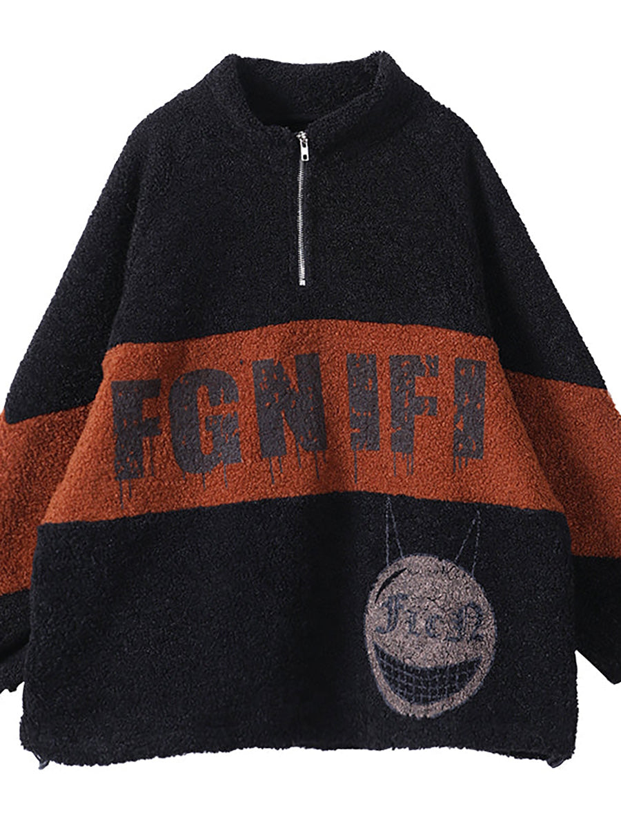 Winter-Sweatshirt mit Farbnähten und Reißverschluss für Damen in Übergröße