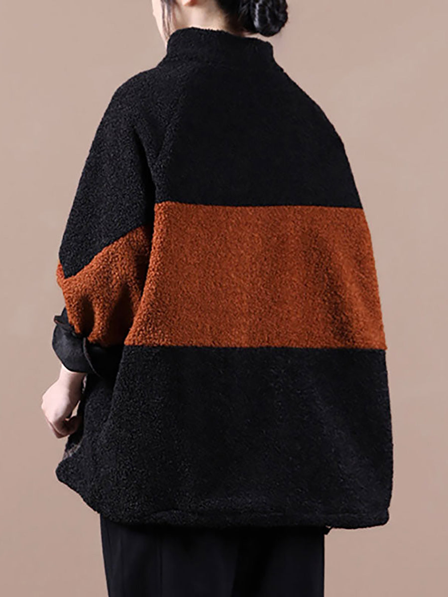 Winter-Sweatshirt mit Farbnähten und Reißverschluss für Damen in Übergröße