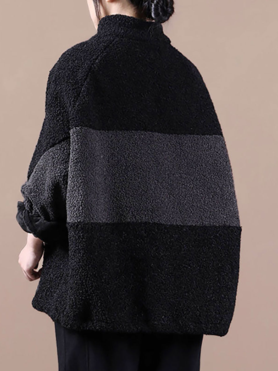 Winter-Sweatshirt mit Farbnähten und Reißverschluss für Damen in Übergröße