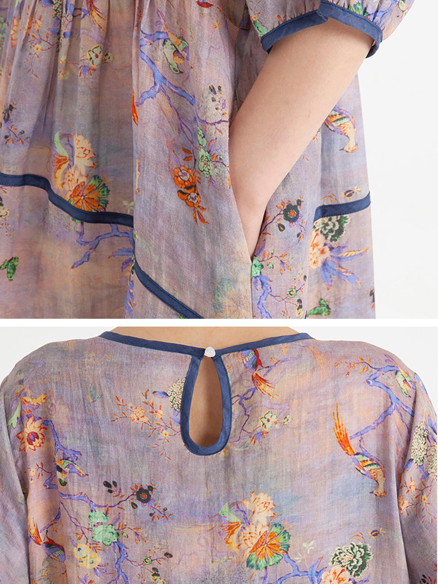 Lockeres Sommerkleid mit Blumenmuster in Übergröße, kurzärmelig
