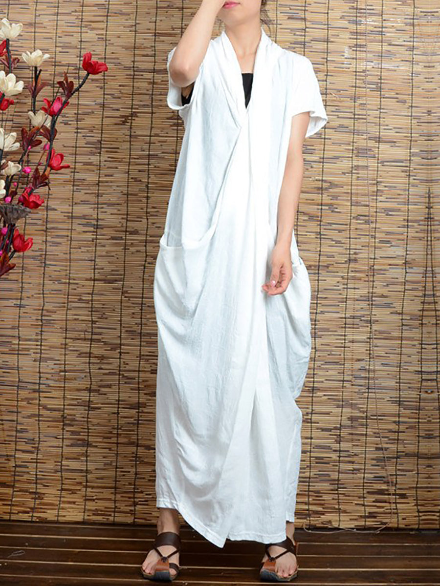 Sommerkleid aus Baumwollleinen für Damen in Übergröße