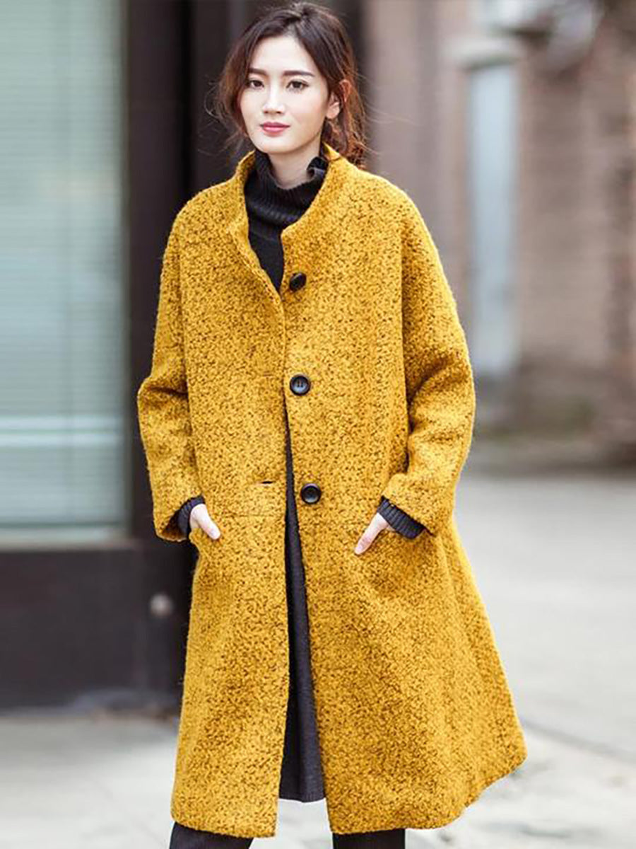 Übergröße Winter Damen Lässiger Lockerer Wollmantel