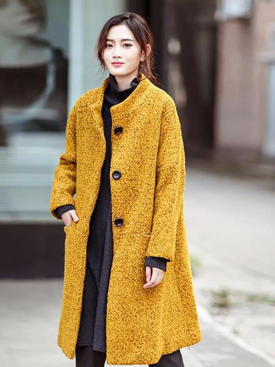 Übergröße Winter Damen Lässiger Lockerer Wollmantel