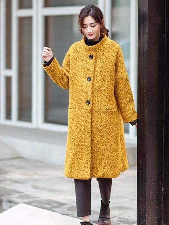 Übergröße Winter Damen Lässiger Lockerer Wollmantel