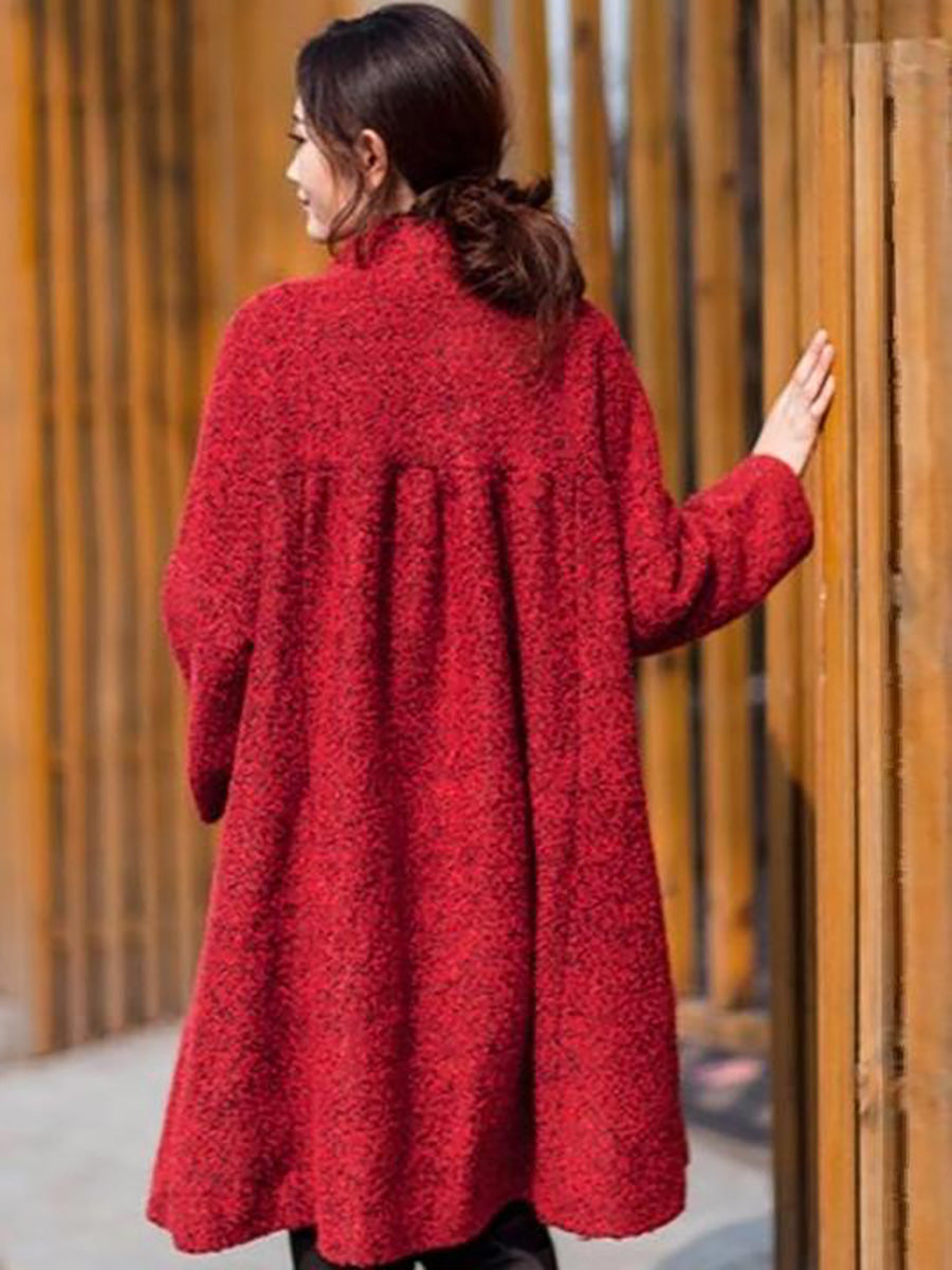 Übergröße Winter Damen Lässiger Lockerer Wollmantel