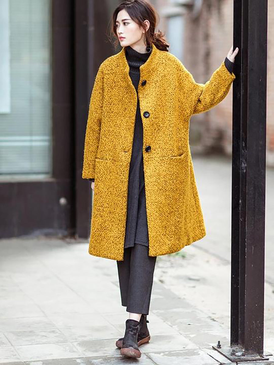 Übergröße Winter Damen Lässiger Lockerer Wollmantel
