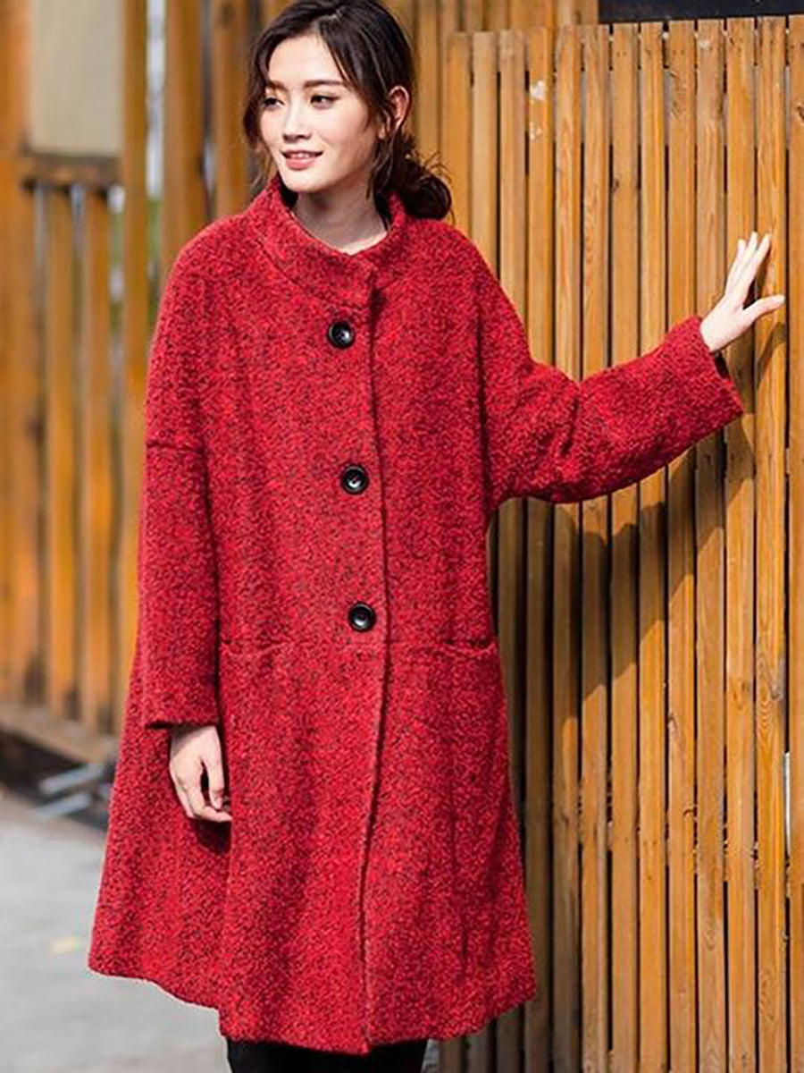 Übergröße Winter Damen Lässiger Lockerer Wollmantel