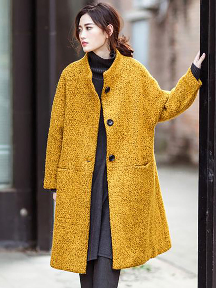 Übergröße Winter Damen Lässiger Lockerer Wollmantel